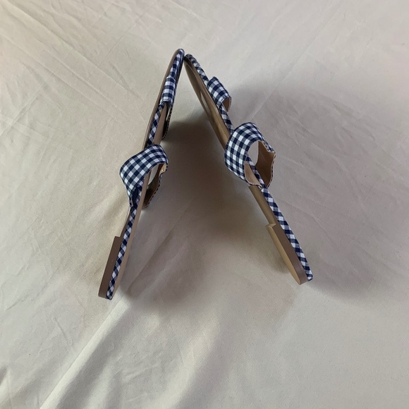Alex + Alex blue gingham plaid check two strap flats sandals size 10M new - Picture 3 of 4